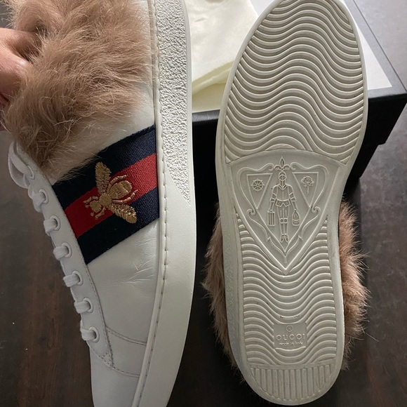 Final sale 🤯🔥 Real FUR  Gucci ACE In excellent condition size 11&11.5 !!! - Picture 5 of 9